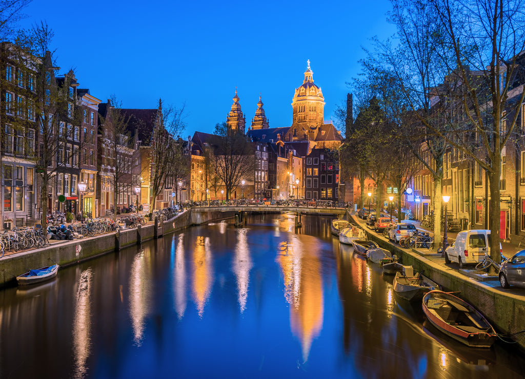Night at Amsterdam city in Netherlands