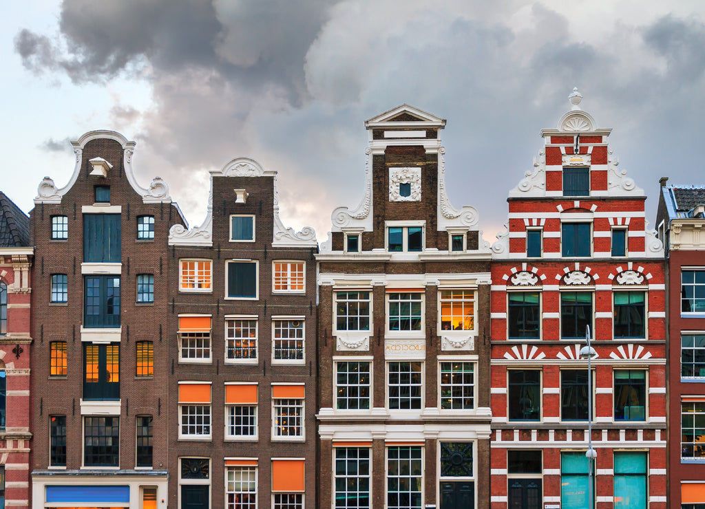 Facades of typical dutch manor houses at the UNESCO world heritage canals of Amsterdam, The Netherlands