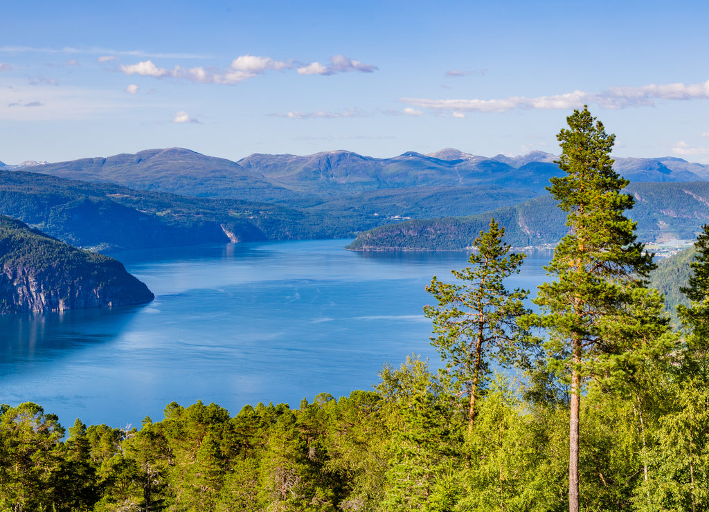 Landscape with scenic view on Nordfjord near Utvik in Norway, Nordfjord offers one of the finest Norwegian scenery