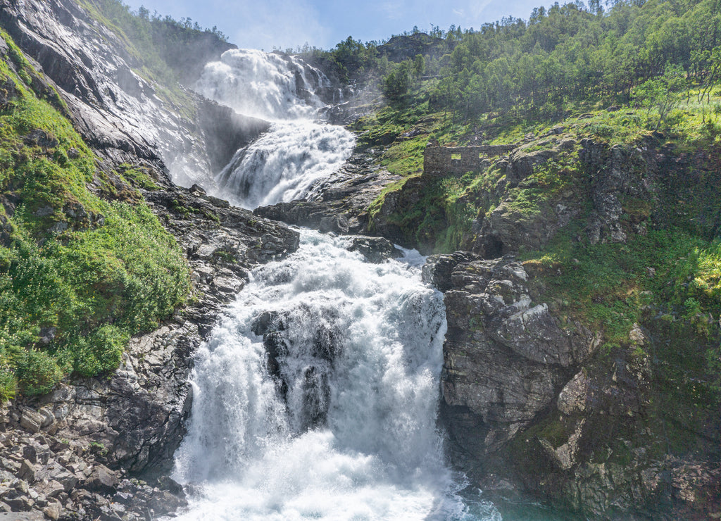 Kjosfossen is a waterfall located in Aurland Municipality in Vestland county, Norway