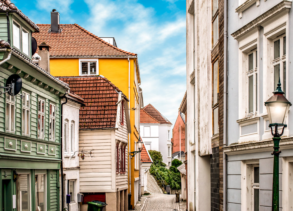 Traditional colored houses in city centre of Bergen, Norway