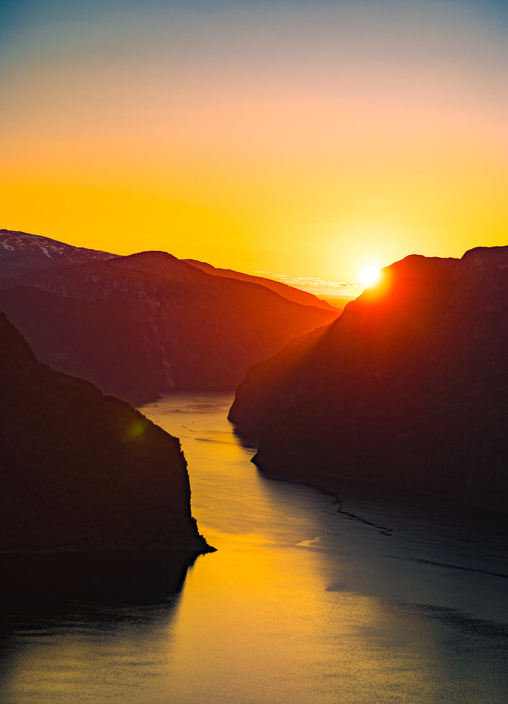 Fjord landscape at sunset, Norway