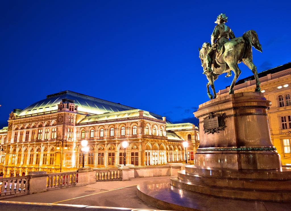 Vienna state Opera house square and architecture evening view
