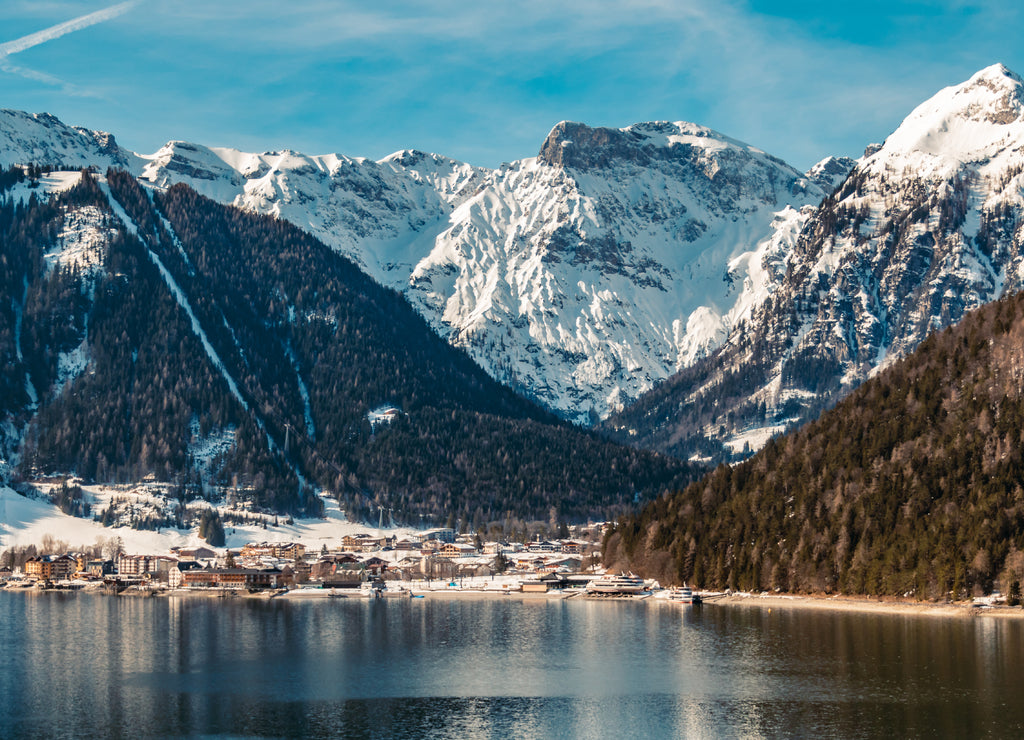Beautiful alpine winter view with reflections at the Achensee-Pertisau-Tyrol-Austria