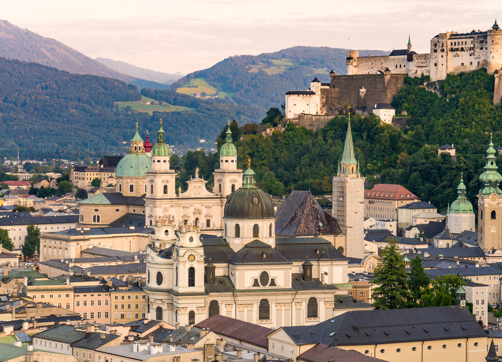 Salzburg Cathedral near Festung Hohensalzburg. Austria