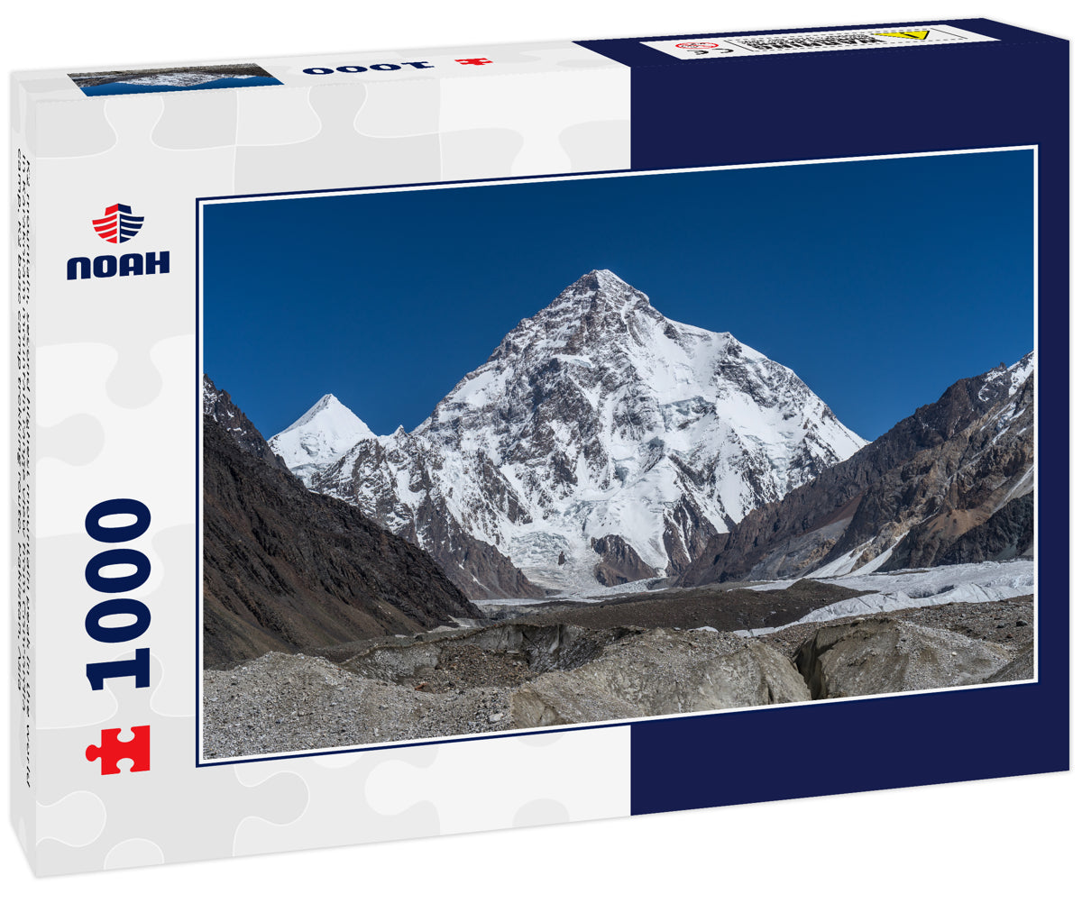 K2 mountain, second highest mountain peak in the world in Karakoram mountain range view from Concordia camp, K2 base camp trekking route, Pakistan, Asia