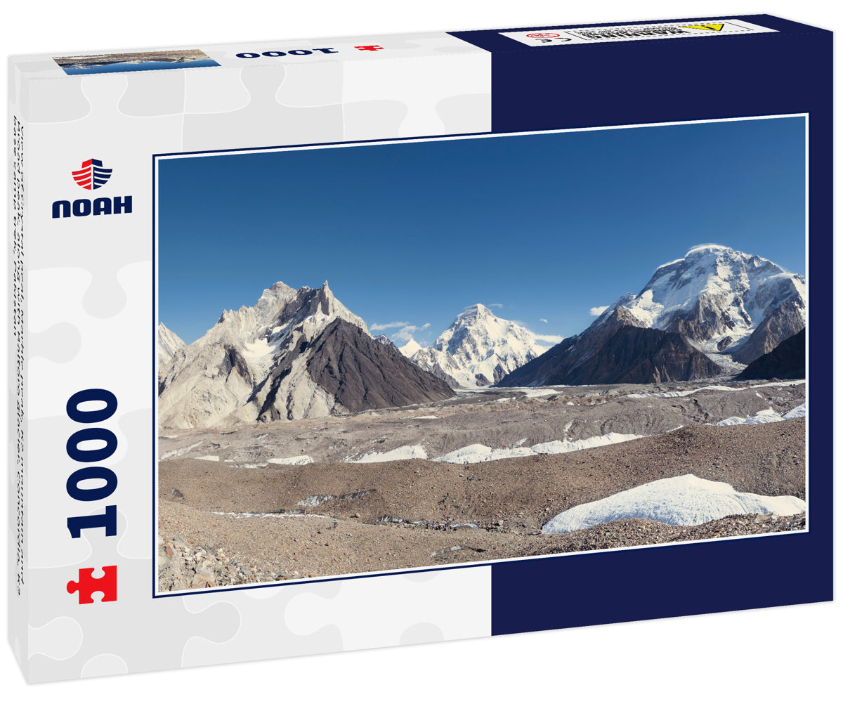 View of Crystal peal, Marble peak, K2 mountain and Broad peak, along with Baltoro glacier, Concordia, K2 base camp trek, Pakistan