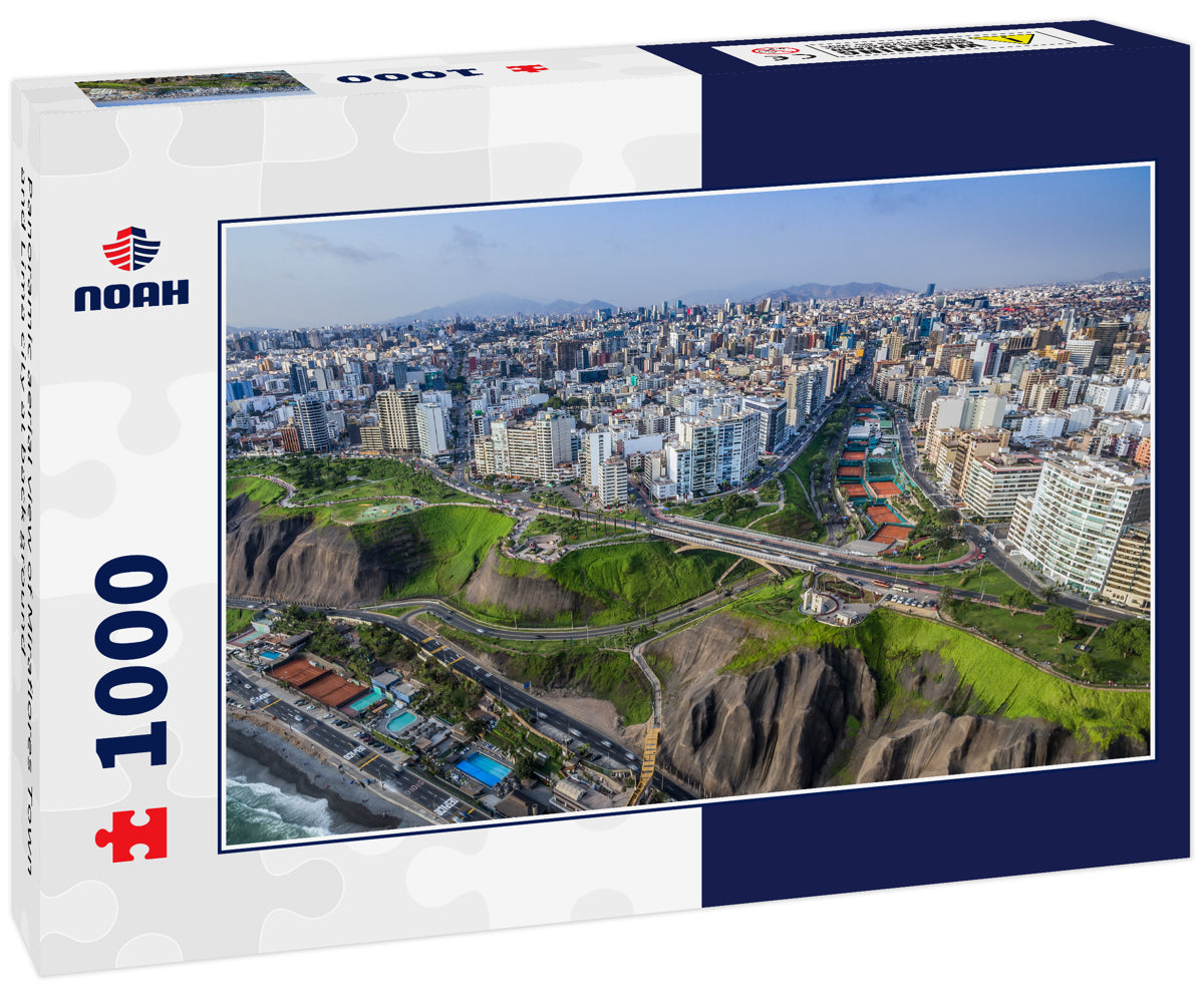 Panoramic aerial view of Miraflores Town and Lima city at back ground