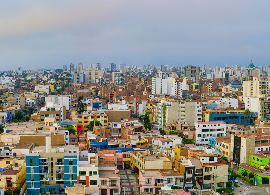 Detail of buildings in the city of Lima capital of Peru in South America