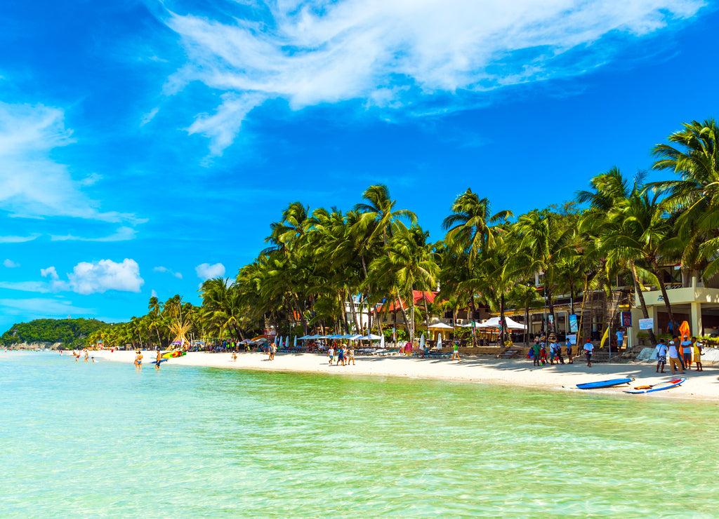 View of the sandy beach, Boracay, Philippines