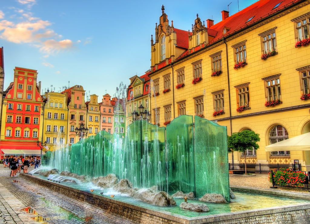 Fountain on the Market Square of Wroclaw - Poland