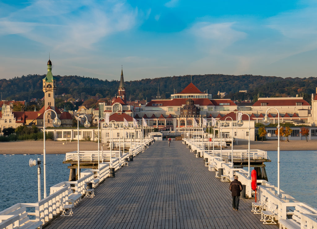 The Sopot Pier and beautiful cityview/cityscape of Sopot, Poland