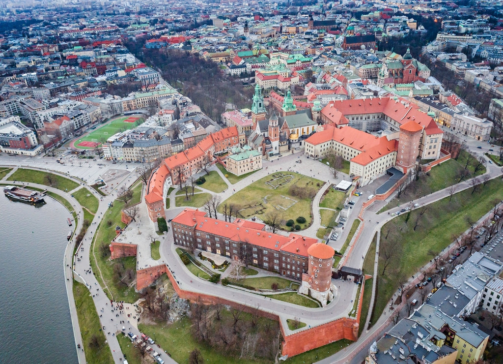 Wawel castle over Vistula river in Cracow