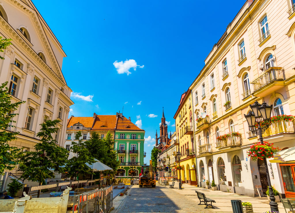 Old town square in city of Kalisz, Poland