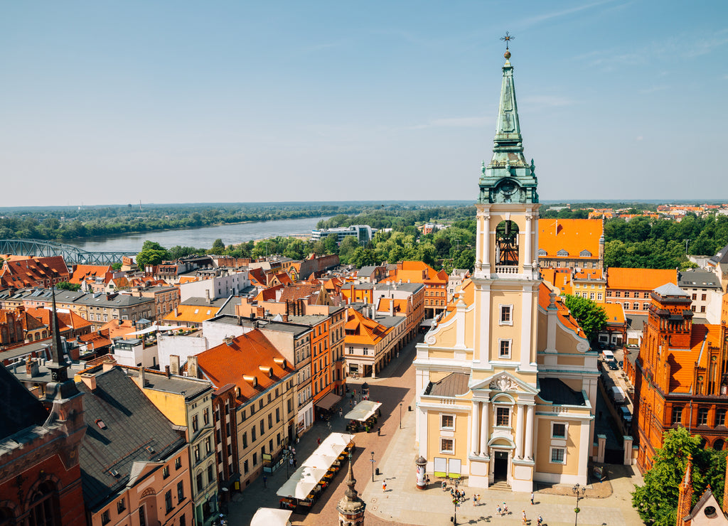 Rynek Staromiejski square, Old town cityscape in Torun, Poland