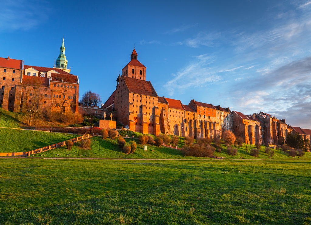 Granaries of Grudziadz at Vistula river at sunset. Poland
