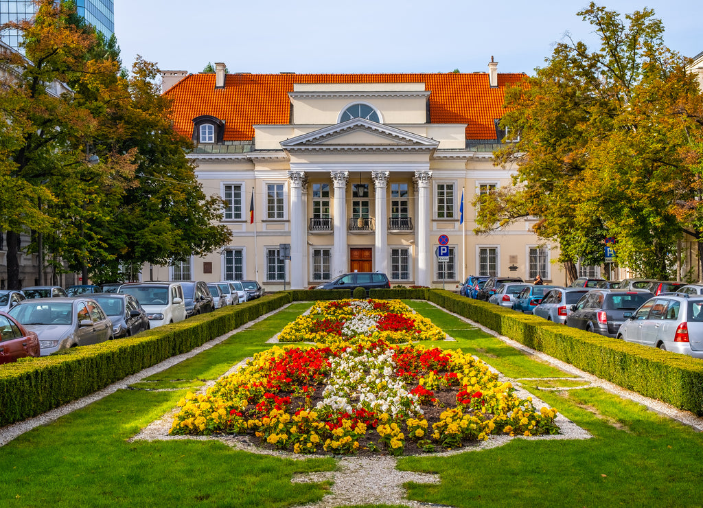 Historic Palac Mniszchow Mniszech Palace presently Belgium Embassy at Senatorska street in Srodmiescie city center district of Warsaw in Poland