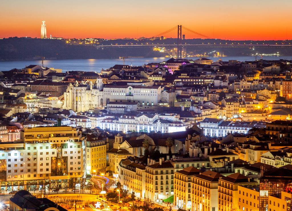 beautiful cityscape, Lisbon, the capital of Portugal at sunset. A popular destination for traveling through Europe, one of the most beautiful cities in the world