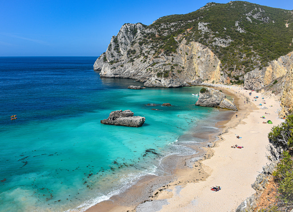 Praia Ribeira do Cavalo, a hidden beach near the town of Sesimbra, Portugal