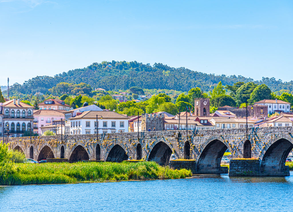 Riverside of Ponte de Lima village in Portugal
