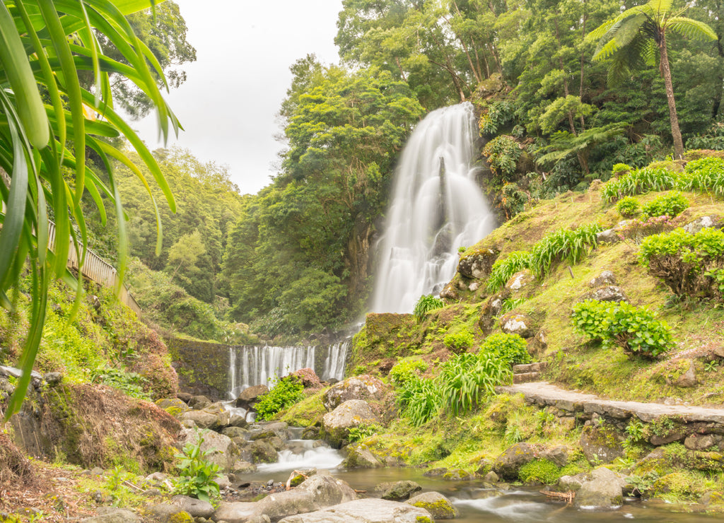 Ribeira dos Caldeiroes, system of waterfalls on Azores