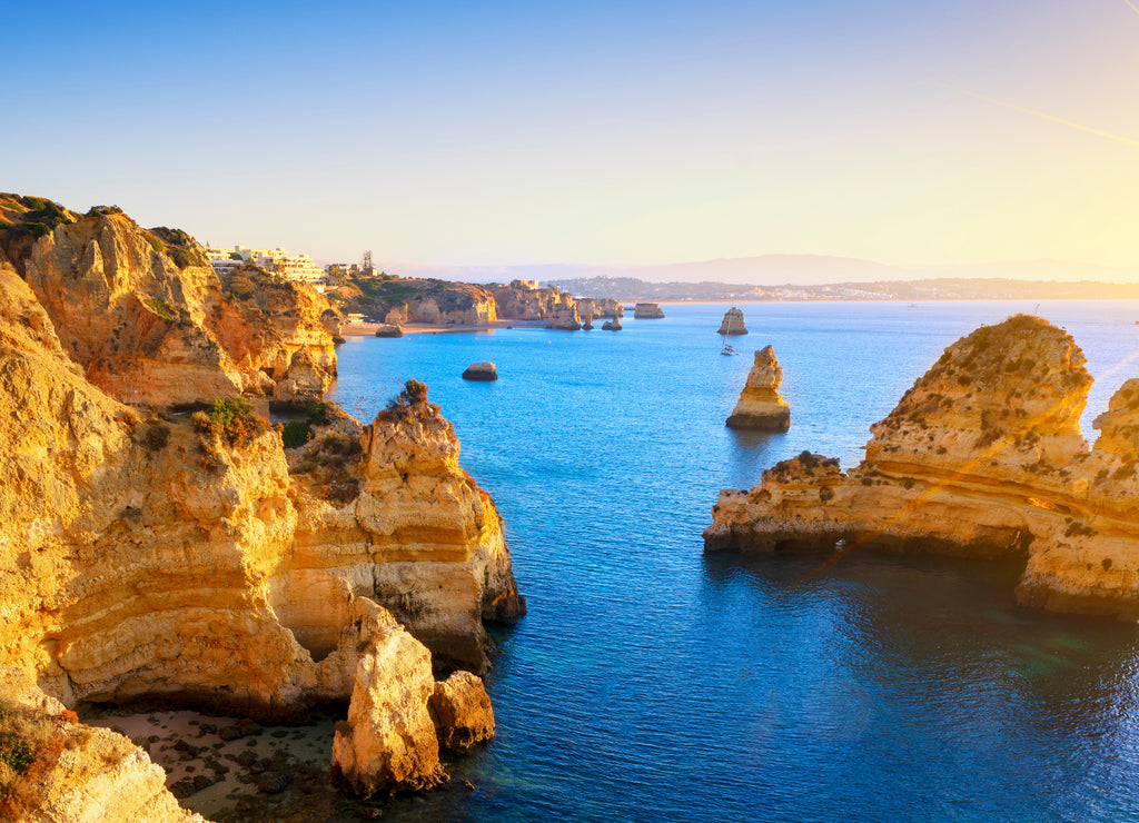 View seafront at sunrise, Algarve