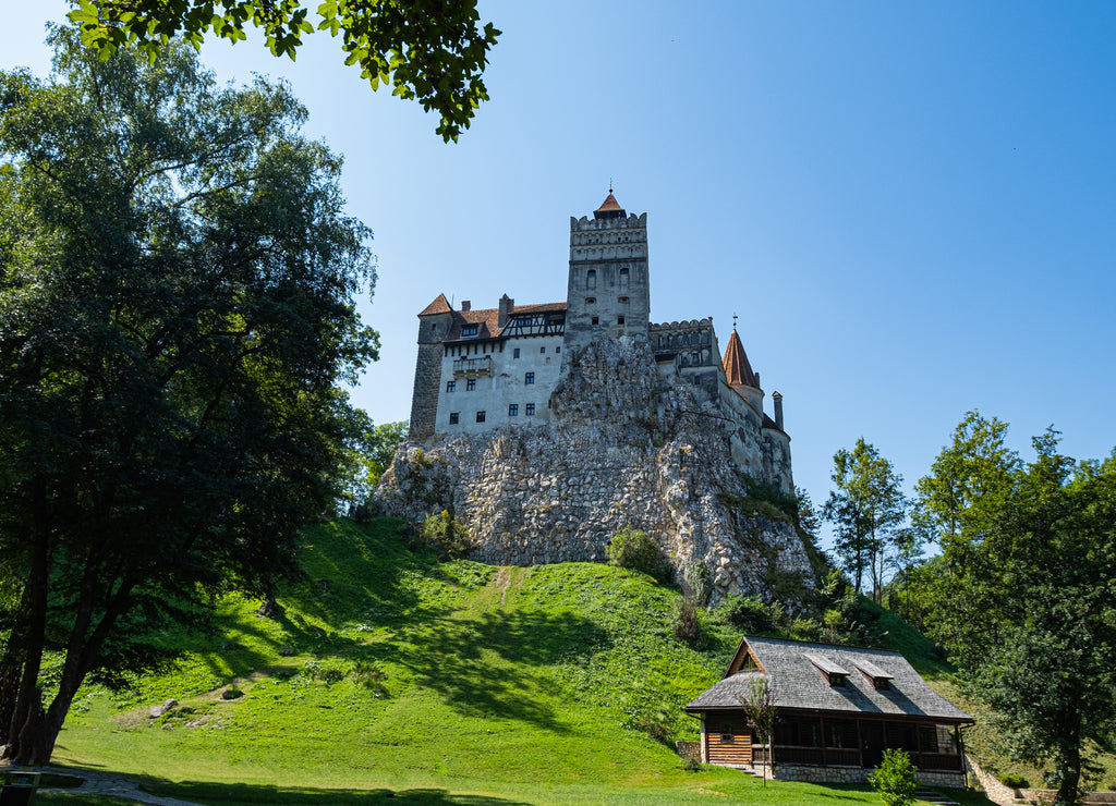 Castle Bran in Romania, Vlad Dracula house, landscape with medieval tower