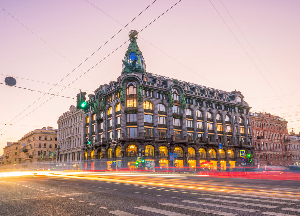 Old town St. Petersburg skyline at sunset
