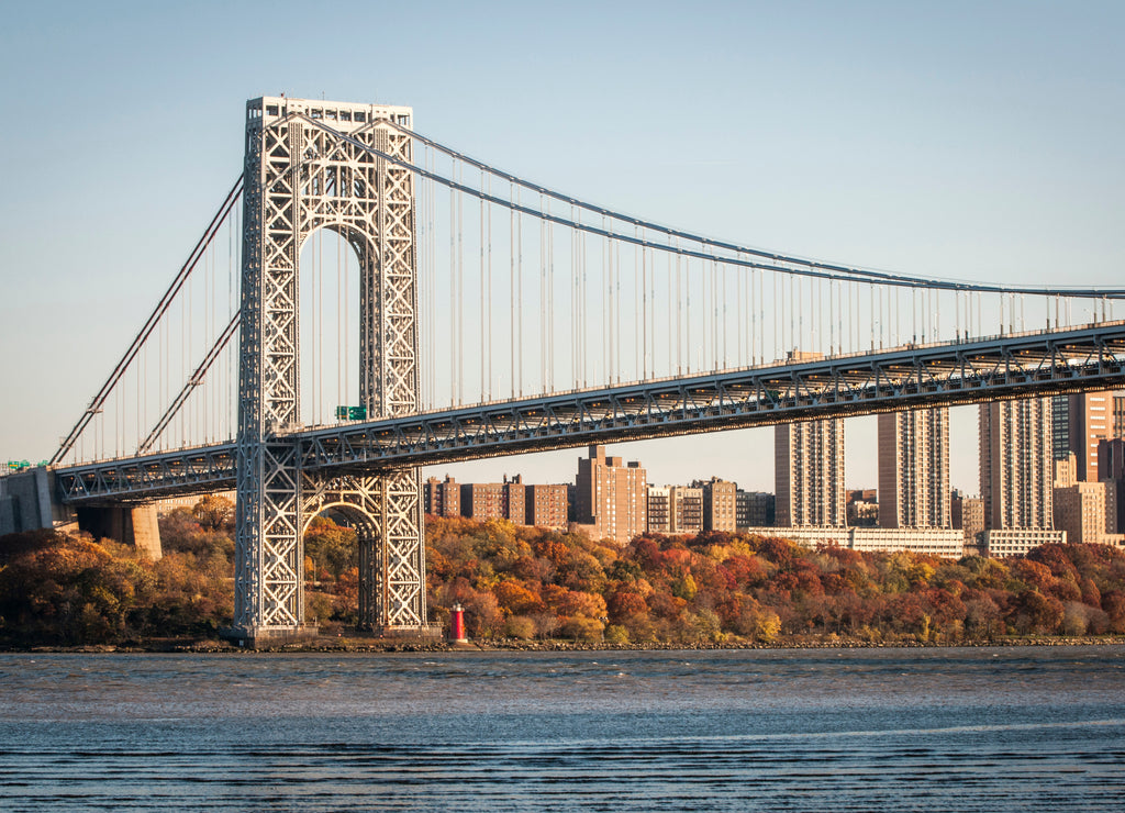USA, New Jersey, Hudson River Basin, view of George Washington Bridge from Hazard's Dock area underneath the structure