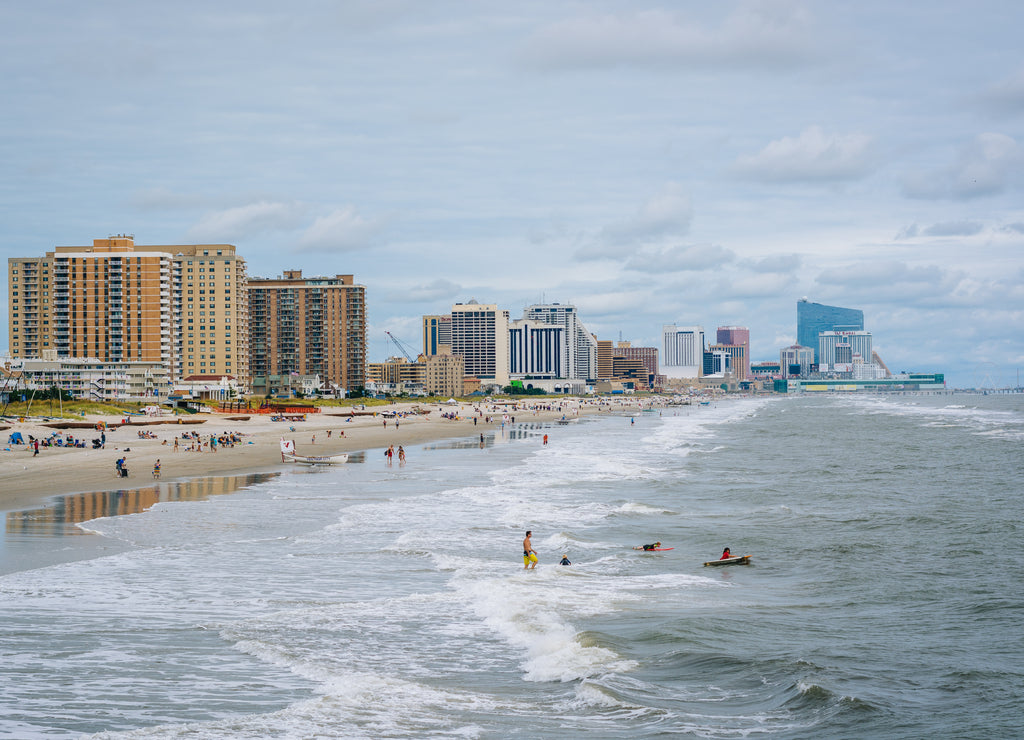View of the beach on a summer day in Ventnor City, New Jersey