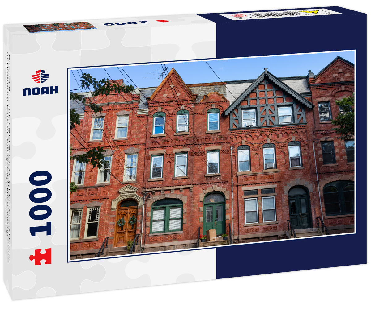 Row of Beautiful Old Brick Neighborhood Homes in Hamilton Park of Jersey City, New Jersey