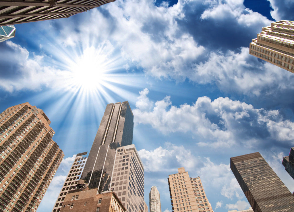 New York City. Wonderful upward view of Manhattan Skycrapers
