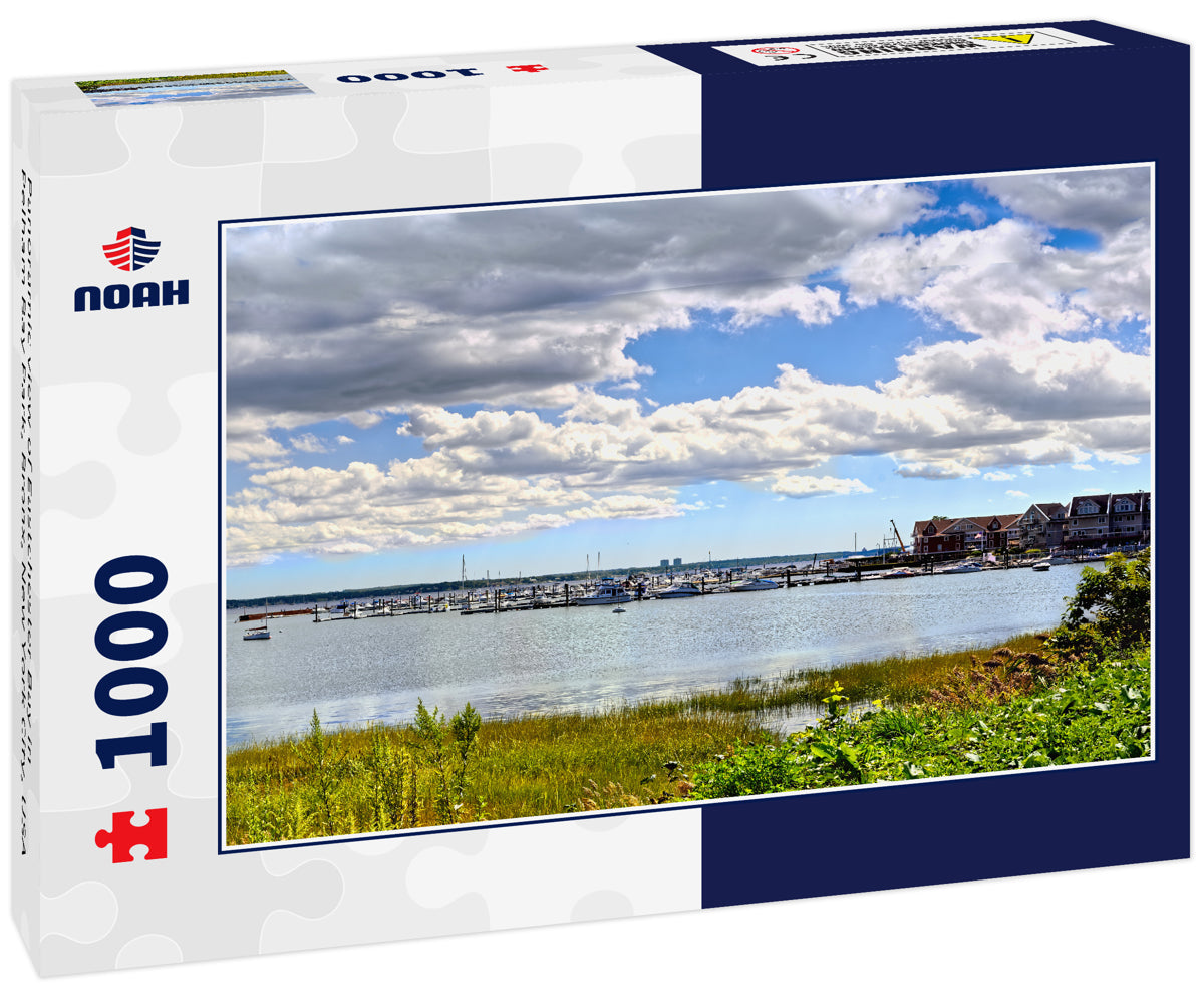 Panoramic view of Eastchester Bay in Pelham Bay Park, Bronx, New York City, USA