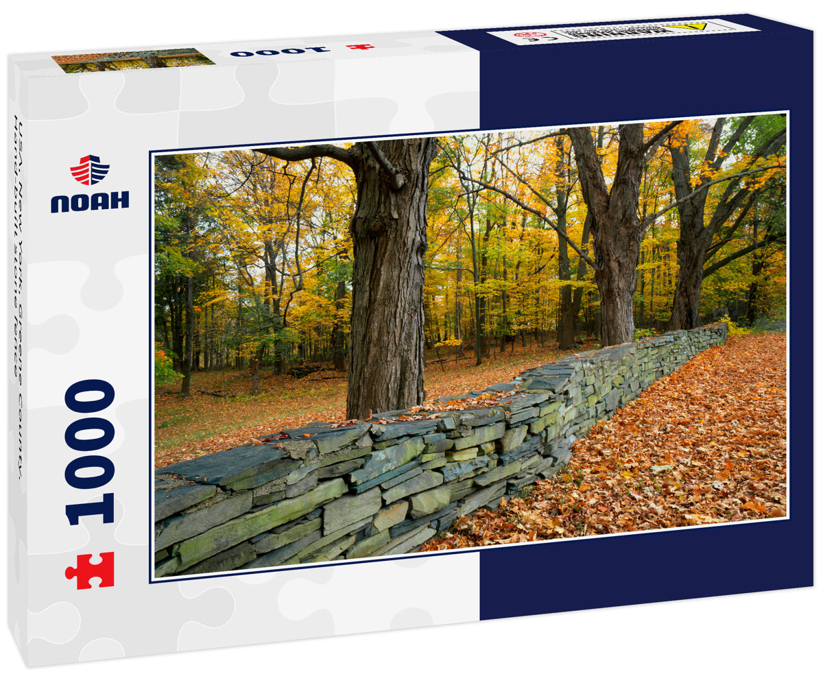USA, New York, Greene County. Hand-built stone fence