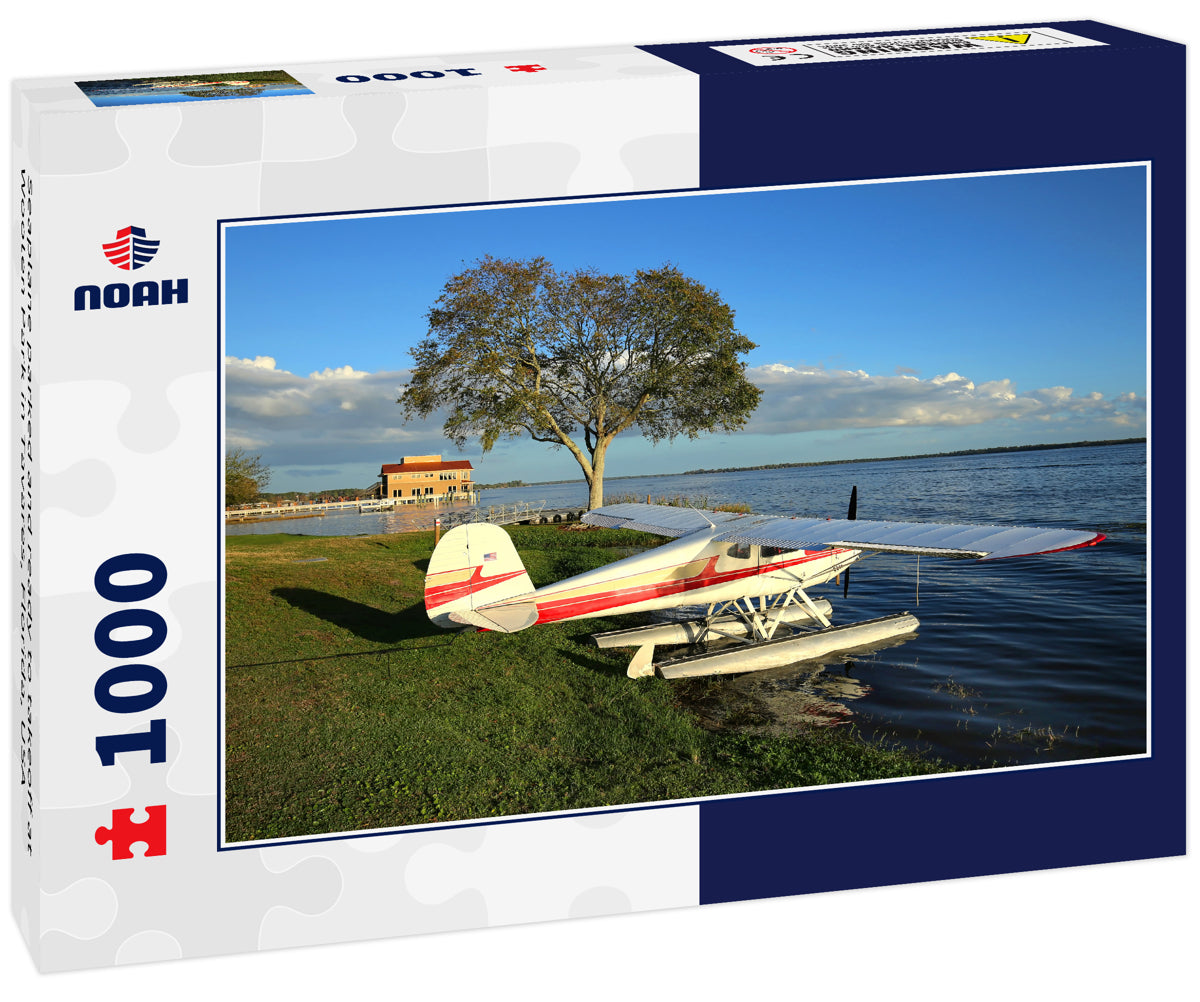 Seaplane parked and ready to takeoff at Wooten Park in Tavares, Florida, USA