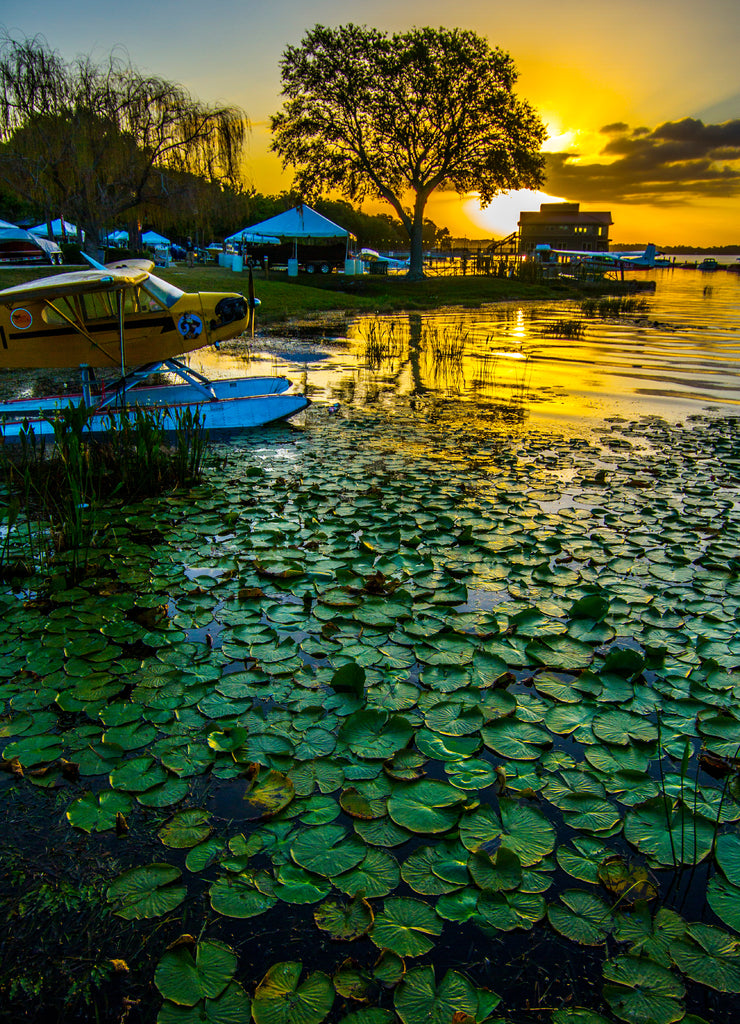Seaplane at the Tavares docks sunrise, Florida