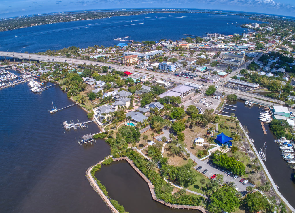 Aerial view of Stuart, small city in Southern Florida