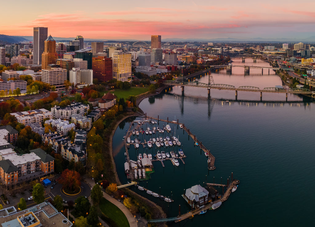 Sunset in Downtown Portland Oregon