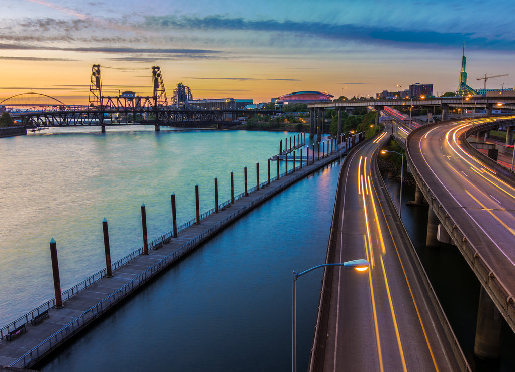 Sunset View over Interstate 5 in Portland Oregon