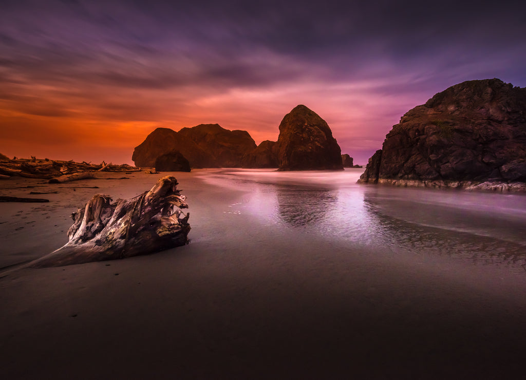 Oregon Coast Beach at night near highway 101