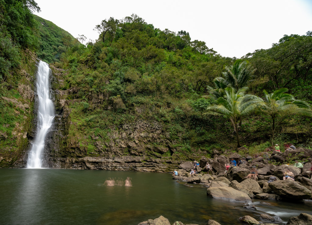Waterfall in Halawa Valley, Molokai Hawaii
