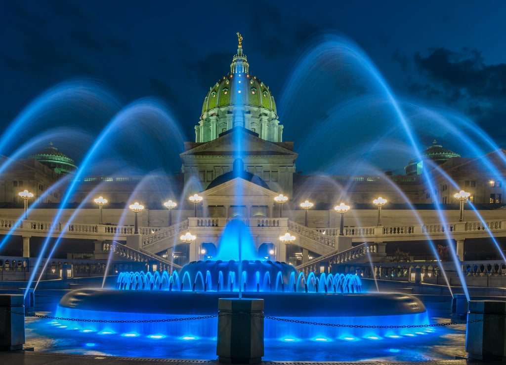 Pennsylvania capital building and fountain