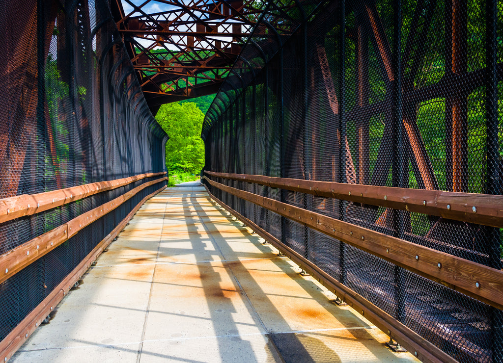 Railroad and pedestrian bridge at Lehigh Gorge State Park, Pennsylvania