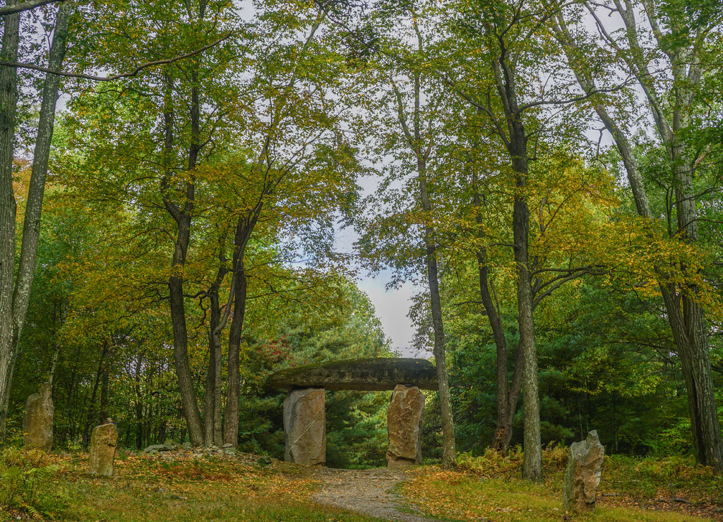 Bangor, Pennsylvania, USA: Standing stone at Columcille Megalith Park, a non-profit park rooted in Celtic spirituality on the Kittatinny Ridge of the Appalachian Mountains