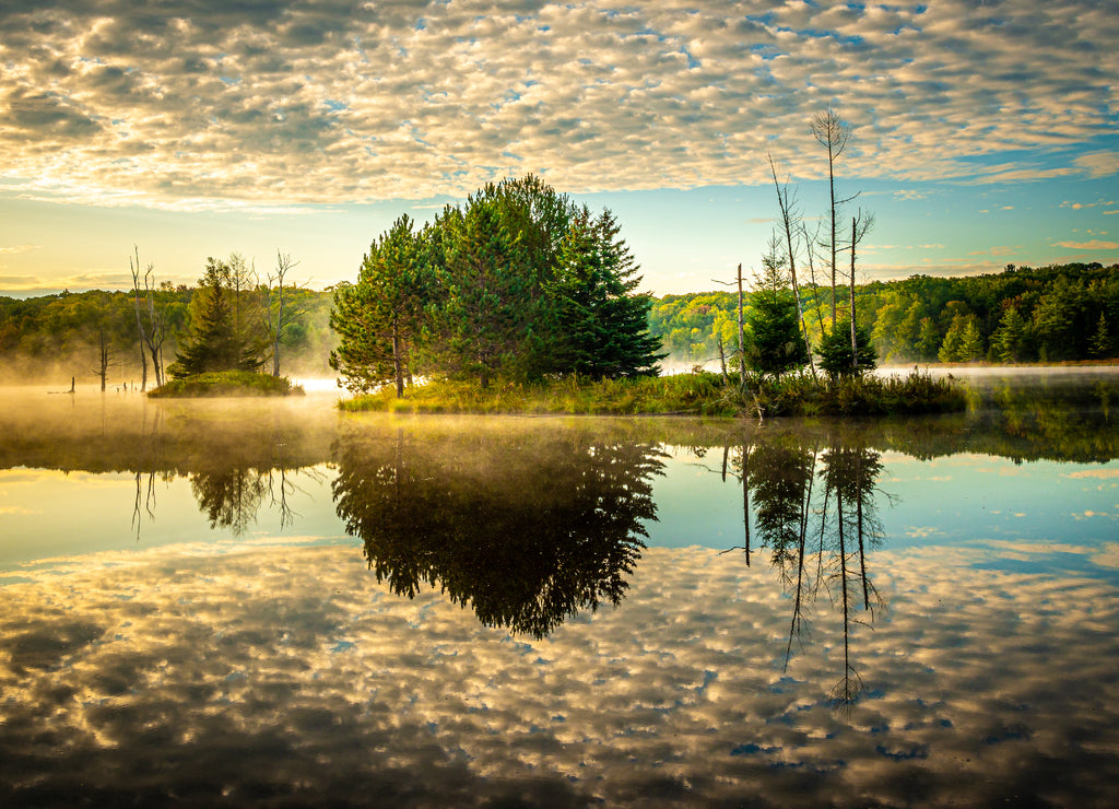 Beautiful Reflection on Remote Pennsylvania Lake, Shaggers Inn