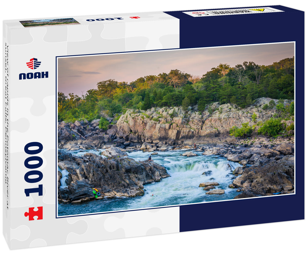 View of rapids in the Potomac River at sunset, Great Falls, Pennsylvania