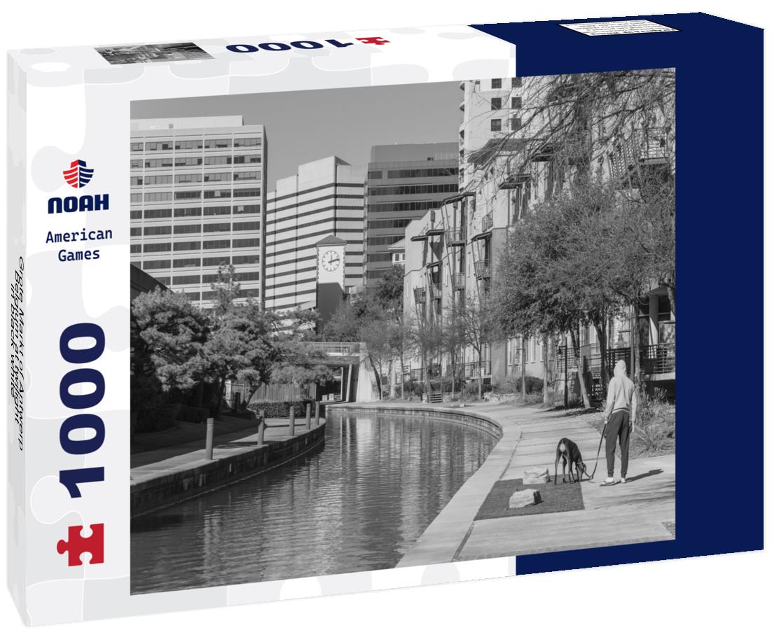 Noah Jigsaw Puzzle Grote Markt of Antwerp, Belgium at twilight in black white 1000 pieces