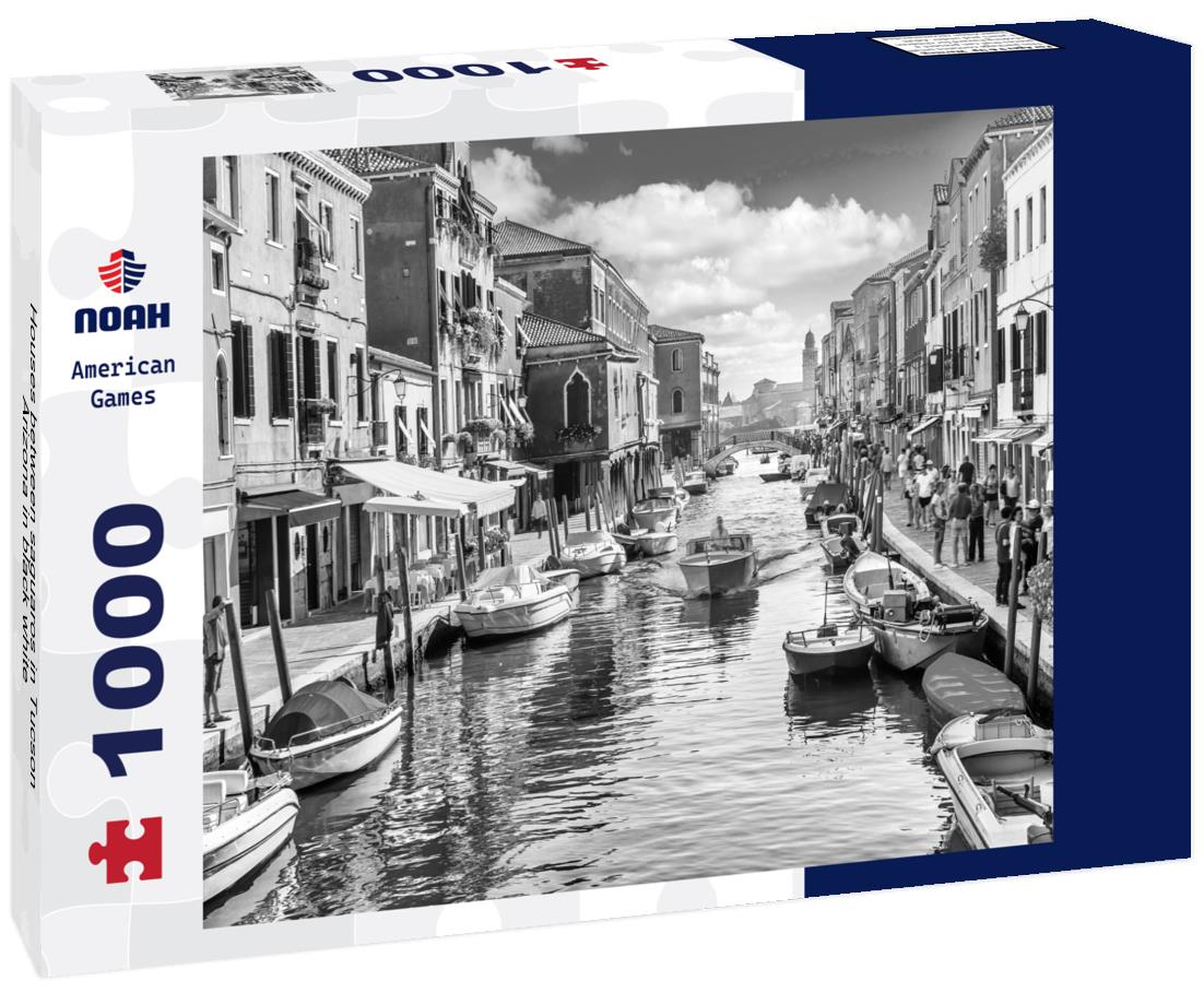 Noah Jigsaw Puzzle Houses between saguaros in Tucson Arizona in black white 1000 pieces