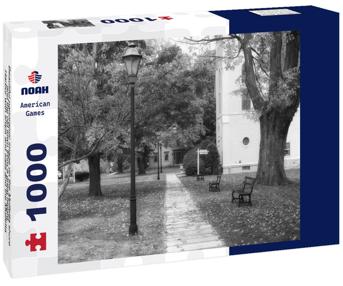 Noah Jigsaw Puzzle Beautiful panoramic image on the Molfetta shore and the old town from a great height. Harbor with ships and sails and the Molfetta new town at sunrise. Puglia, Italy in black white 1000 pieces