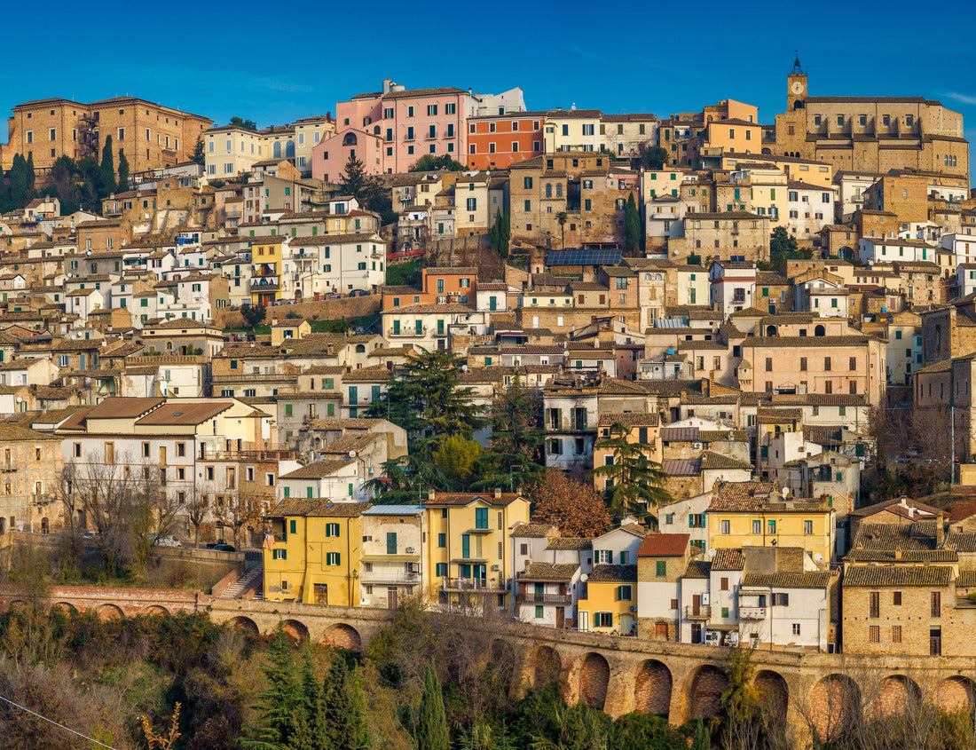 Noah Jigsaw Puzzle Abrutino Loreto in Abruzzo, Italy. It is a medieval hilltop town. Blue sky. Panoramic view 1000 pieces